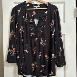 Daniel Rainn Patoke Split Neck Knit Top - L - Black